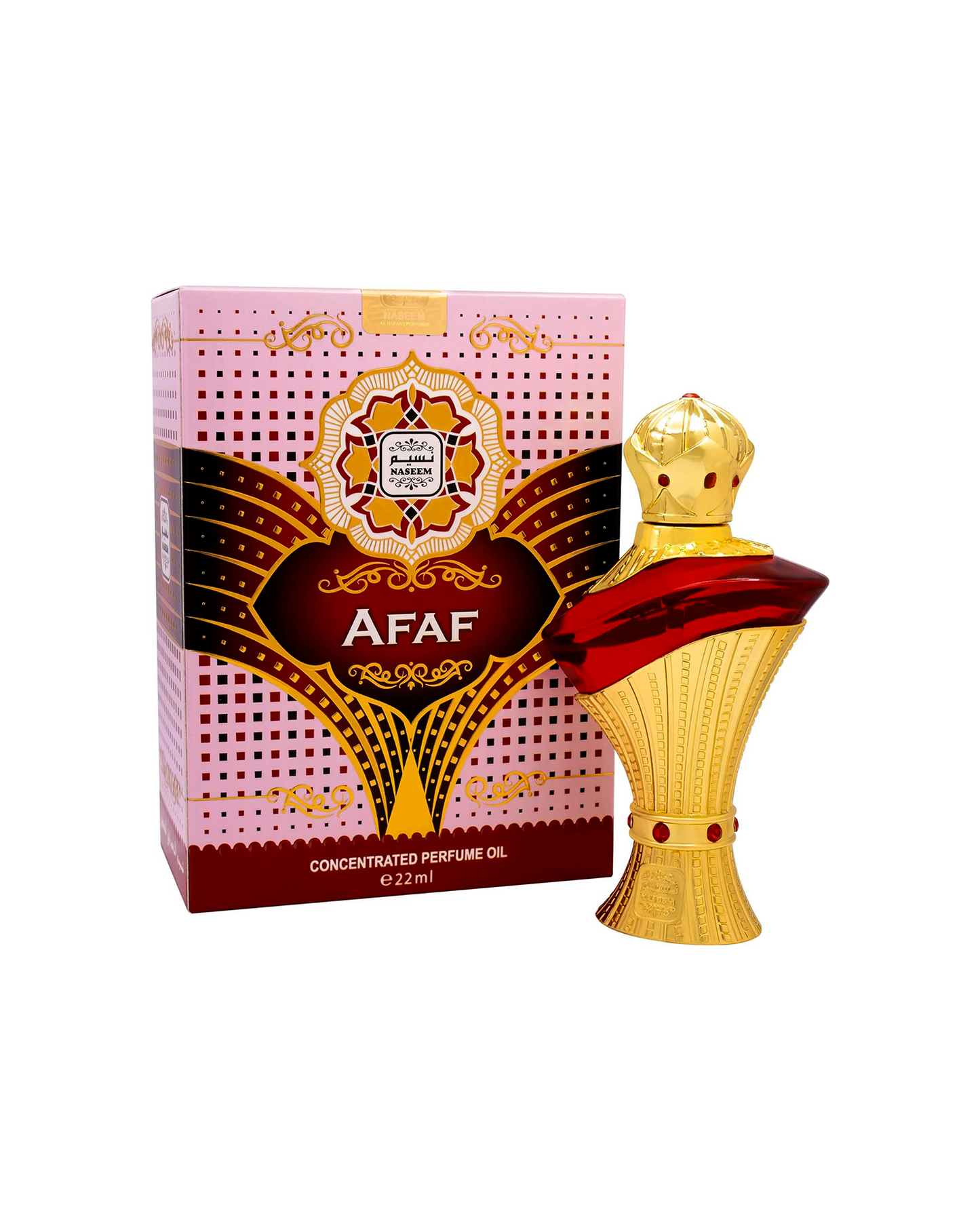 Afaf perfume bottle and accompanying box displayed against a white background.