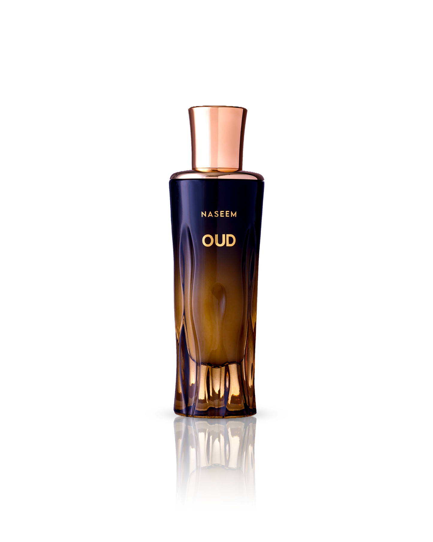 Oud perfume bottle showcased against a white background.