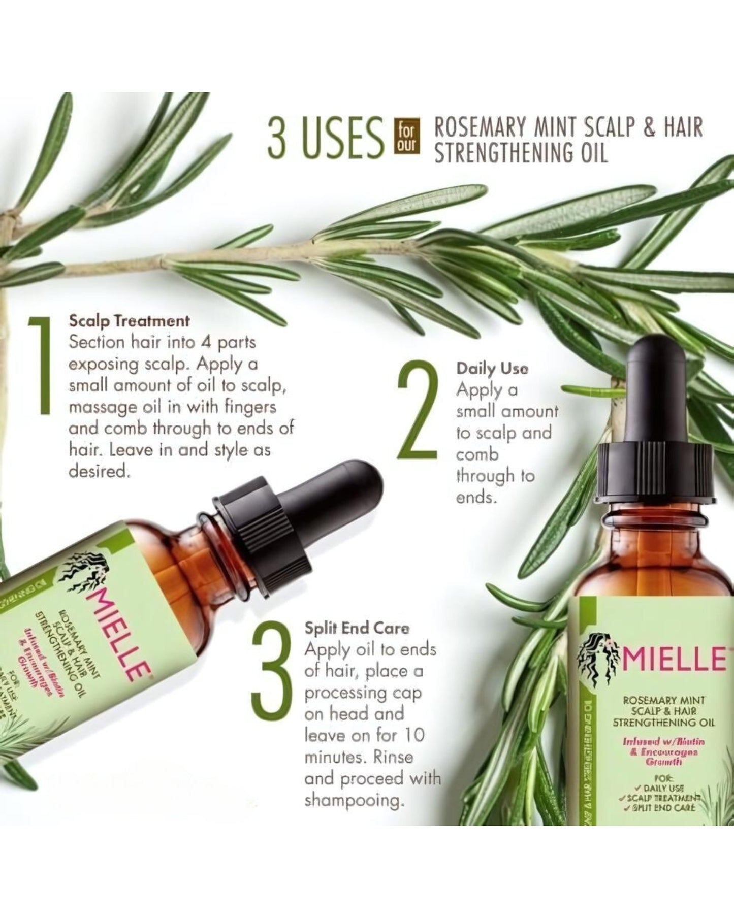 Mielle Rosemary Hair Strengthening Oil USE INSTRUCTIONS