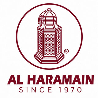 Official Al Haramain brand logo in burgundy and white, featuring a traditional lantern emblem inside a circle with the text Since 1970.