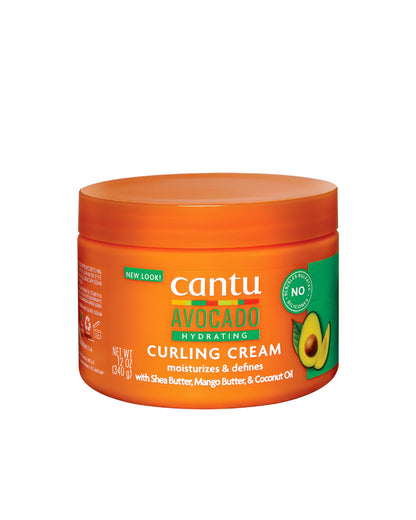 Cantu Avocado Hydrating Curling Cream for natural hair, 12 oz jar with Shea Butter, Mango Butter, and Coconut Oil.