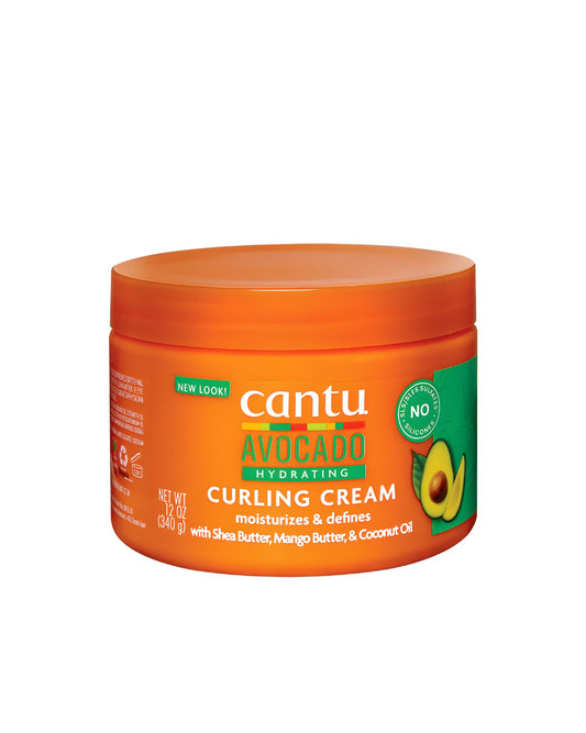 Cantu Avocado Hydrating Curling Cream for natural hair, 12 oz jar with Shea Butter, Mango Butter, and Coconut Oil.