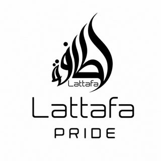 Official Lattafa Pride brand logo in black and white, featuring a stylized flame-shaped emblem with Arabic calligraphy above the English text.