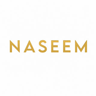 Official Naseem Perfumes brand logo featuring clean, modern typography in a solid matte gold finish on a white background.