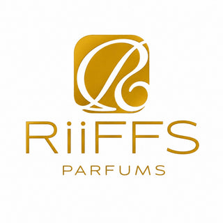 Official gold logo for RiiFFS Parfums featuring a stylized white monogram inside a golden square.