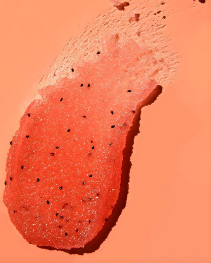 Close-up swatch of Tree Hut Watermelon Shea Sugar Scrub showing sugar crystals and texture.