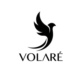 Volare logo with a minimal black bird emblem and modern sans-serif text centered on a solid white background.